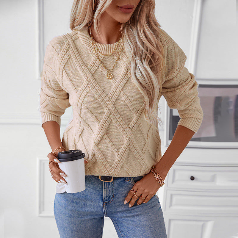 Diamant gebreide losse pullover