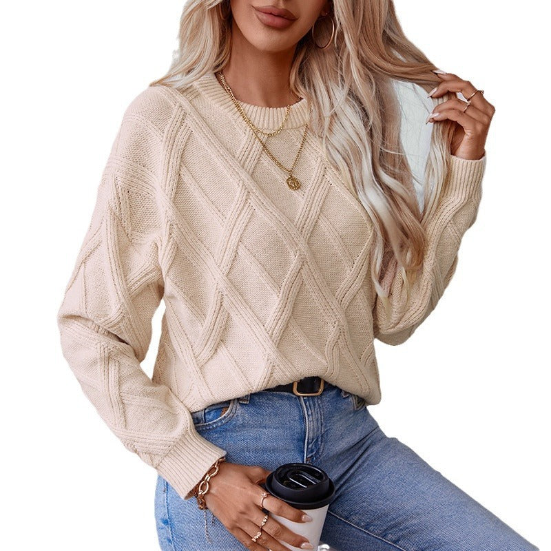 Diamant gebreide losse pullover