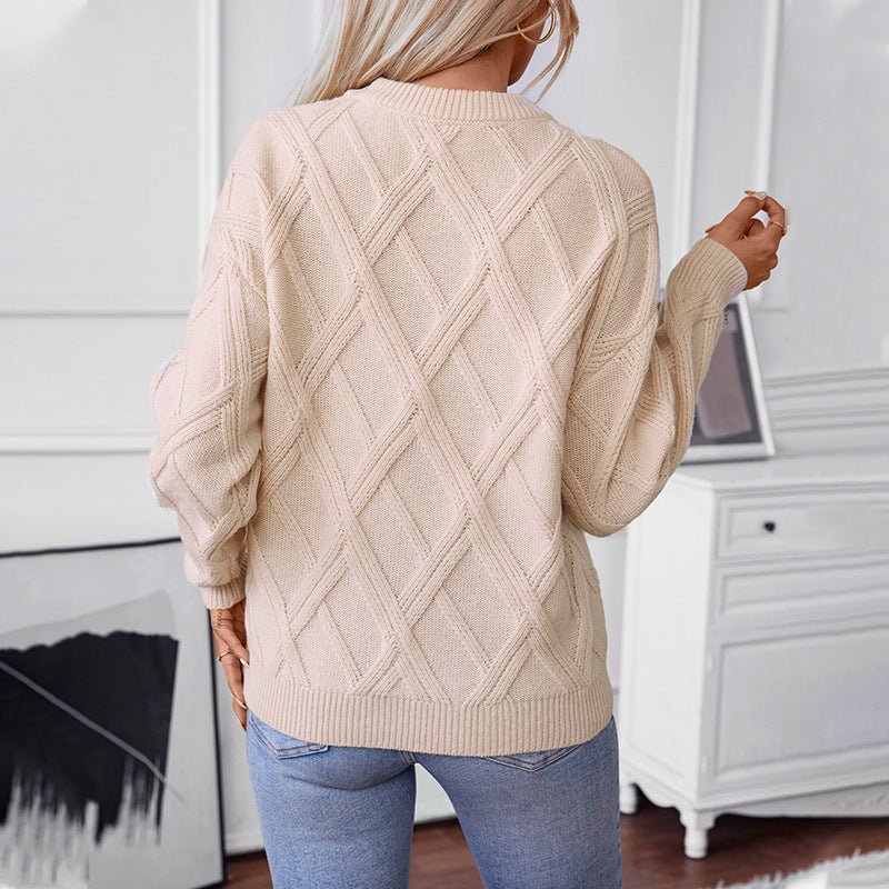 Diamant gebreide losse pullover