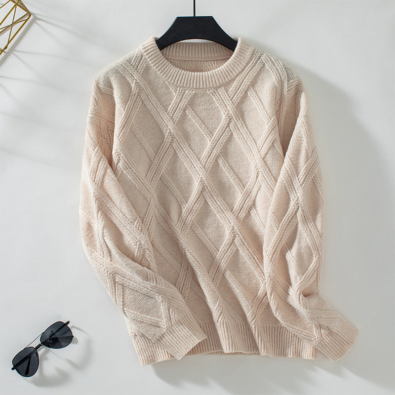 Diamant gebreide losse pullover